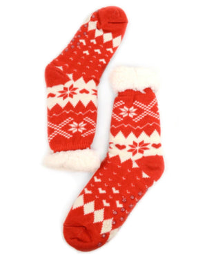 NOLLIA BRAND Ladies WINTER THEME NON-SKID SHERPA SLIPPER SOCKS - Novelty Socks for Less