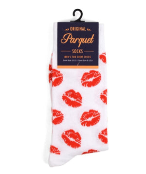 PARQUET BRAND Mens RED SEXY LIPS, KISSES Socks VALENTINE'S DAY (CHOOSE COLOR) - Novelty Socks for Less