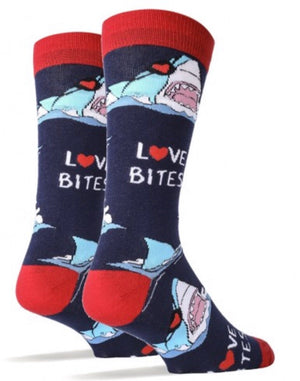 OOOH GEEZ Brand Men’s LOVE BITES With SHARKS - Novelty Socks for Less
