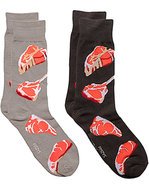 FOOZYS BRAND Mens 2 Pair Of CUTS OF STEAK/MEAT SOCKS - Novelty Socks for Less
