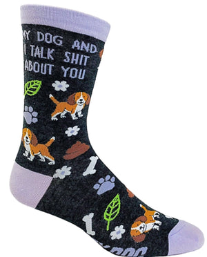 CRAZY DOG BRAND LADIES ‘MY DOG & I TALK SHIT ABOUT YOU’ SOCKS - Novelty Socks for Less
