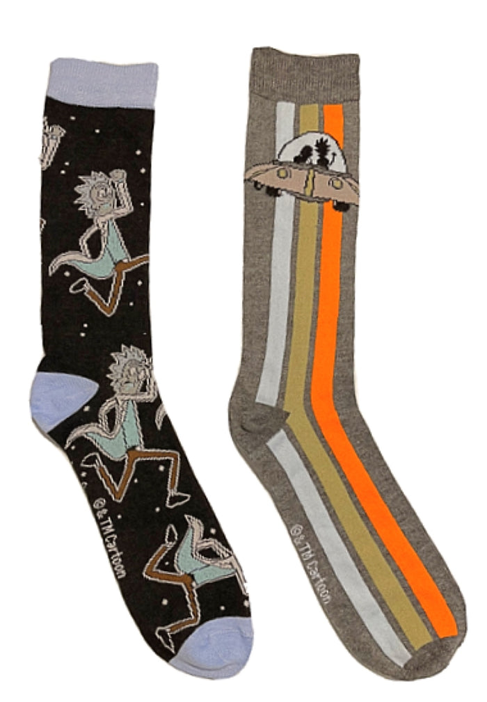 RICK & MORTY MEN’S 2 Pair Of SOCKS WITH SPACE CRUISER