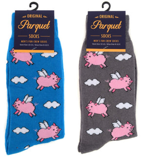 PARQUET BRAND MEN’S FLYING PIGS SOCKS (CHOOSE COLOR) - Novelty Socks for Less