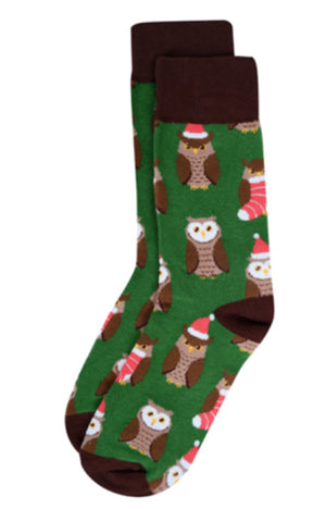 PARQUET Brand Men’s CHRISTMAS OWLS Socks - Novelty Socks for Less