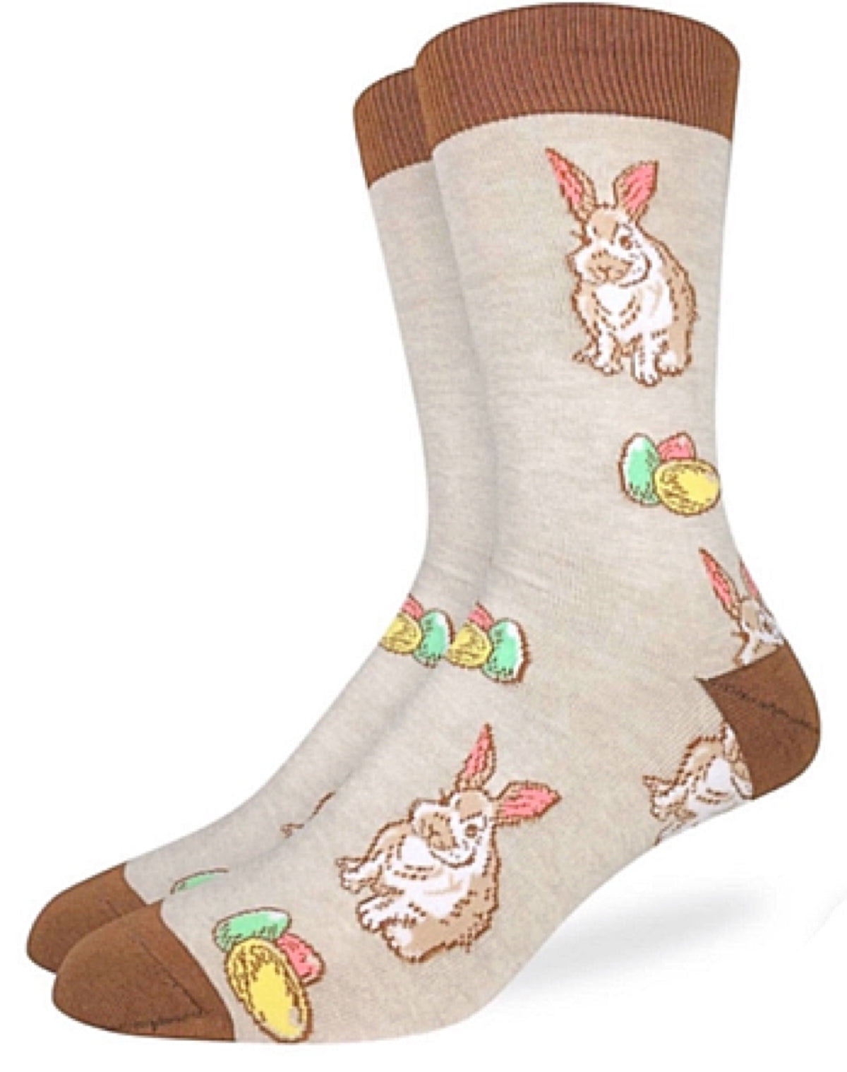 GOOD LUCK SOCK Brand Men’s BUNNY RABBIT & EASTER EGGS - Novelty Socks for Less