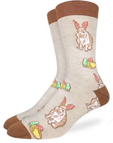 GOOD LUCK SOCK Brand Men’s BUNNY RABBIT & EASTER EGGS - Novelty Socks for Less