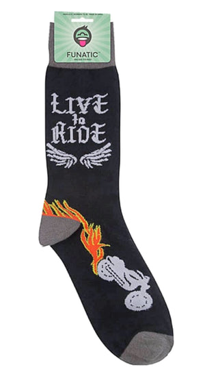 FUNATIC Brand MOTORCYCLE ‘LIVE TO RIDE’ 'RIDE TO LI Socks - Novelty Socks for Less