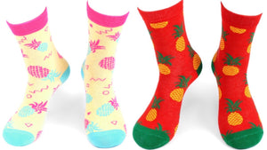PARQUET BRAND Ladies PINEAPPLE Socks (CHOOSE COLOR RED OR YELLOW) - Novelty Socks for Less