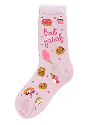 FOOT TRAFFIC Ladies ‘TREAT YO’ SELF Socks WITH SWEET TREATS - Novelty Socks for Less