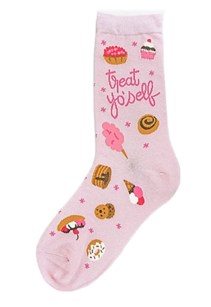 FOOT TRAFFIC Ladies ‘TREAT YO’ SELF Socks WITH CUPCAKES, COTTON CANDY, COOKIES