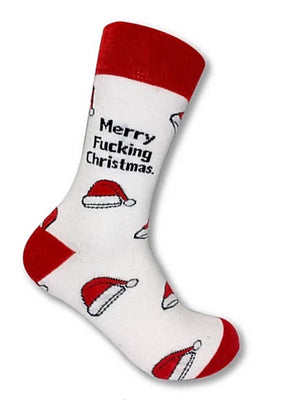 URBAN ECCENTRIC Men’s MERRY FUCKING CHRISTMAS Crew Socks - Novelty Socks for Less