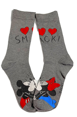 DISNEY MICKEY & MINNIE Ladies 3 Pair Of Valentine’s Socks ‘SMACK’ ‘XOXO’ - Novelty Socks for Less