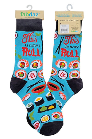 FABDAZ Brand Ladies SUSHI Socks ‘THIS IS HOW I ROLL’ - Novelty Socks for Less