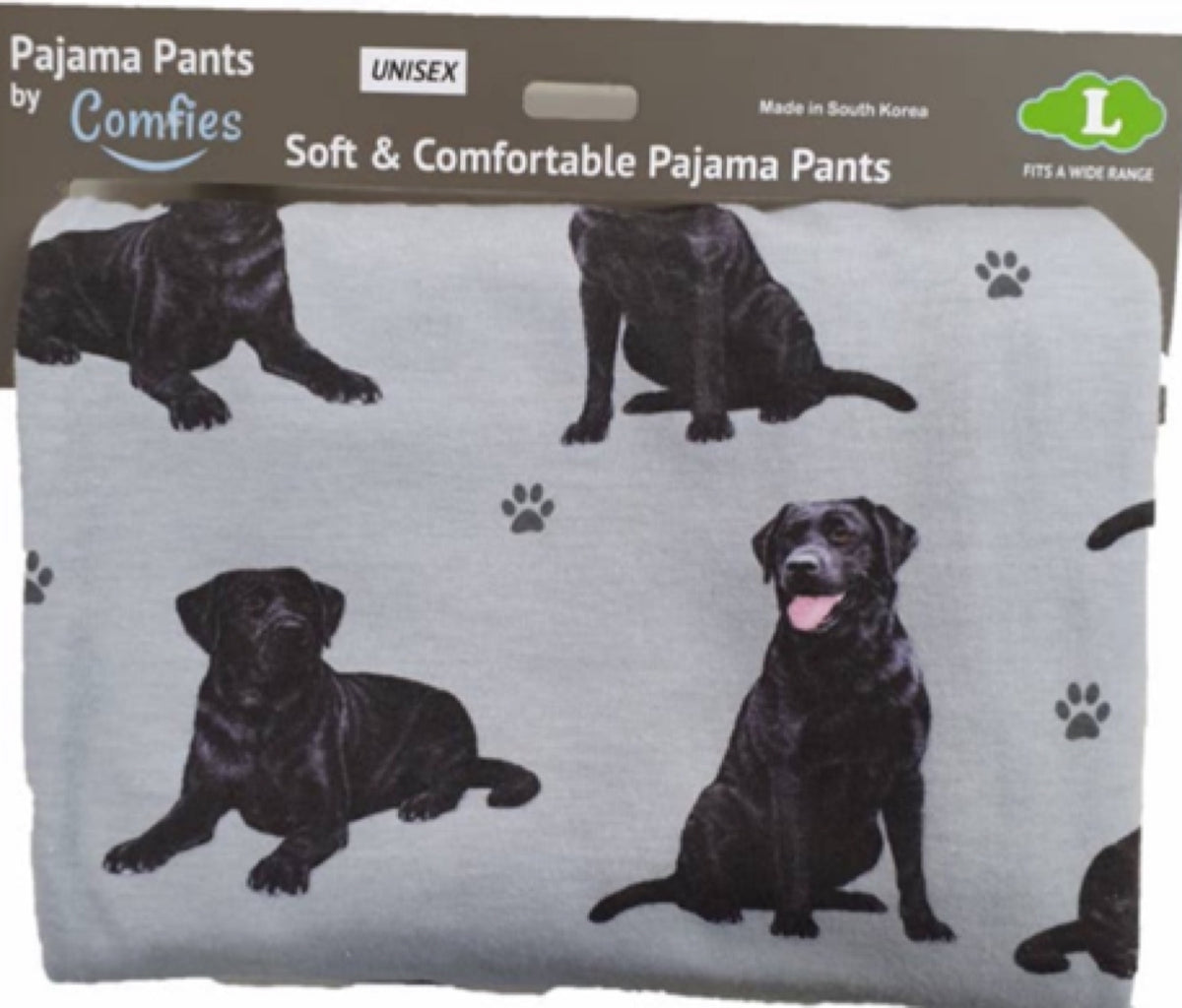 COMFIES UNISEX BLACK LABRADOR PAJAMA BOTTOMS, E&S PETS (CHOOSE SIZE) - Novelty Socks for Less