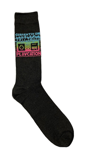 NINTENDO Men’s Crew Socks ‘CURRENTLY ON PLAYCATION’ - Novelty Socks for Less