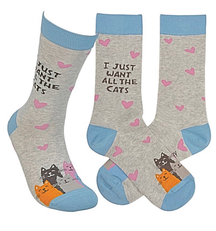 PRIMITIVES BY KATHY Unisex ‘I JUST WANT ALL THE CATS’ SOCKS