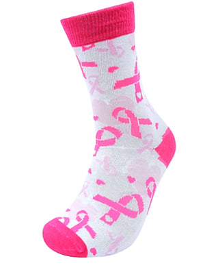 PARQUET Brand Ladies PINK BREAST CANCER RIBBON AWARENESS Socks - Novelty Socks for Less