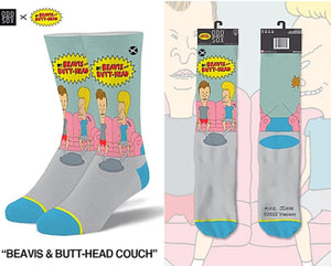 BEAVIS & BUTT-HEAD MEN’S COUCH SOCKS ODD SOX BRAND - Novelty Socks for Less