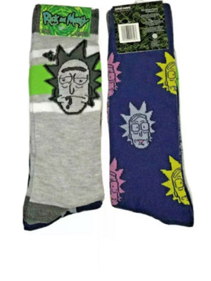 RICK AND MORTY Mens 2 Pair Socks ‘RIGGITY WRECKED’ - Novelty Socks for Less