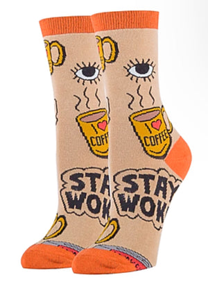OOOH YEAH BRAND Ladies COFFEE Socks ‘STAY WOKE’ - Novelty Socks for Less