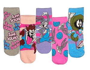 LOONEY TUNES Ladies 5 Pair Of SPACE JAM No Show Socks - Novelty Socks for Less