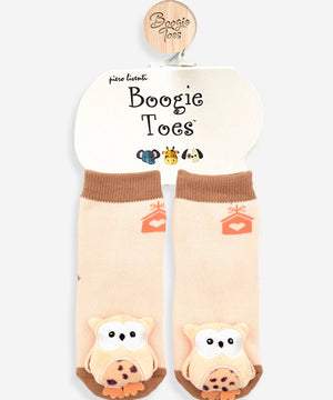 BOOGIE TOES Unisex Baby OWL Rattle GRIPPER BOTTOM Socks By PIERO LIVENTI - Novelty Socks for Less