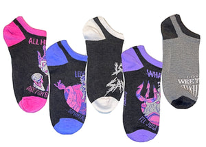 DISNEY VILLAINS Ladies 5 Pair Of No Show Socks EVIL QUEEN, URSULA - Novelty Socks for Less
