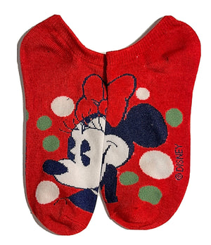 DISNEY MICKEY & MINNIE Ladies 6 Pair Of CHRISTMAS No Show Socks - Novelty Socks for Less