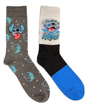 DISNEY LILO & STITCH Men’s 2 Pair Of Socks ‘BUILT TO DESTROY’ - Novelty Socks for Less