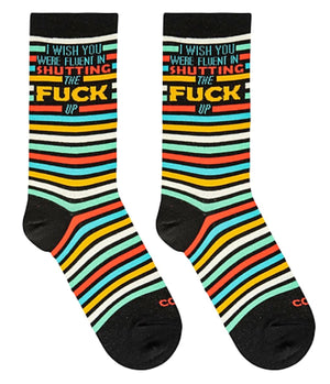 COOL SOCKS BRAND LADIES ‘I WISH YOU WERE FLUENT IN SHUTTING THE FUCK UP SOCKS’ - Novelty Socks for Less