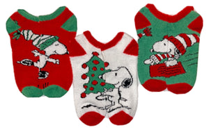 PEANUTS LADIES CHRISTMAS 3 PAIR OF CUSHION ANKLE SOCKS - Novelty Socks for Less
