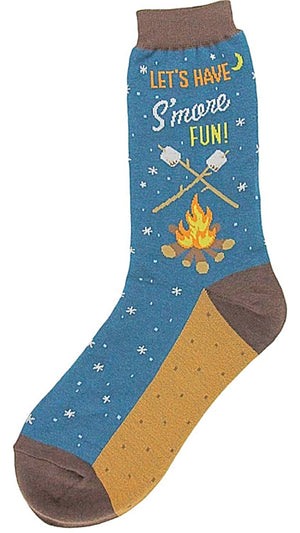 FOOT TRAFFIC Brand Ladies SMORES Socks 'LET'S HAVE S'MORE FUN' - Novelty Socks for Less