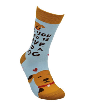 PRIMITIVES BY KATHY Unisex ‘ALL YOU NEED IS LOVE & A DOG’ Socks - Novelty Socks for Less