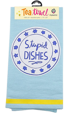 FUNATIC Brand Kitchen Tea Towel ‘STUPID DISHES’ - Novelty Socks for Less
