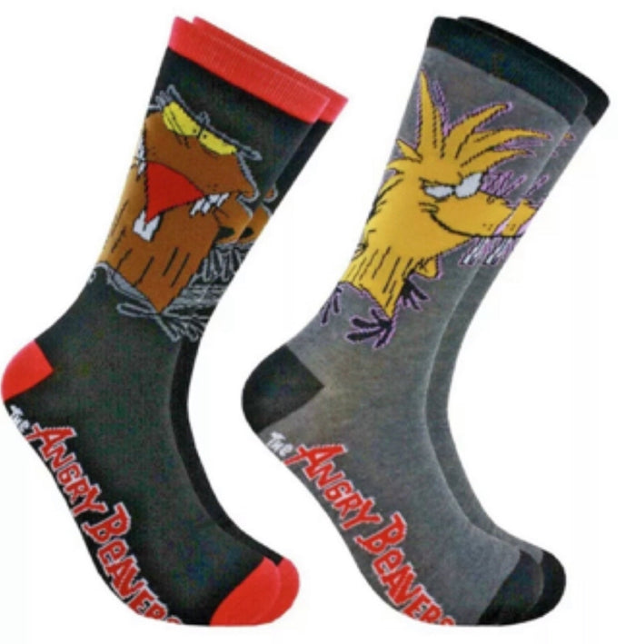 NICKELODEON ANGRY BEAVERS Men's 2 Pair Socks