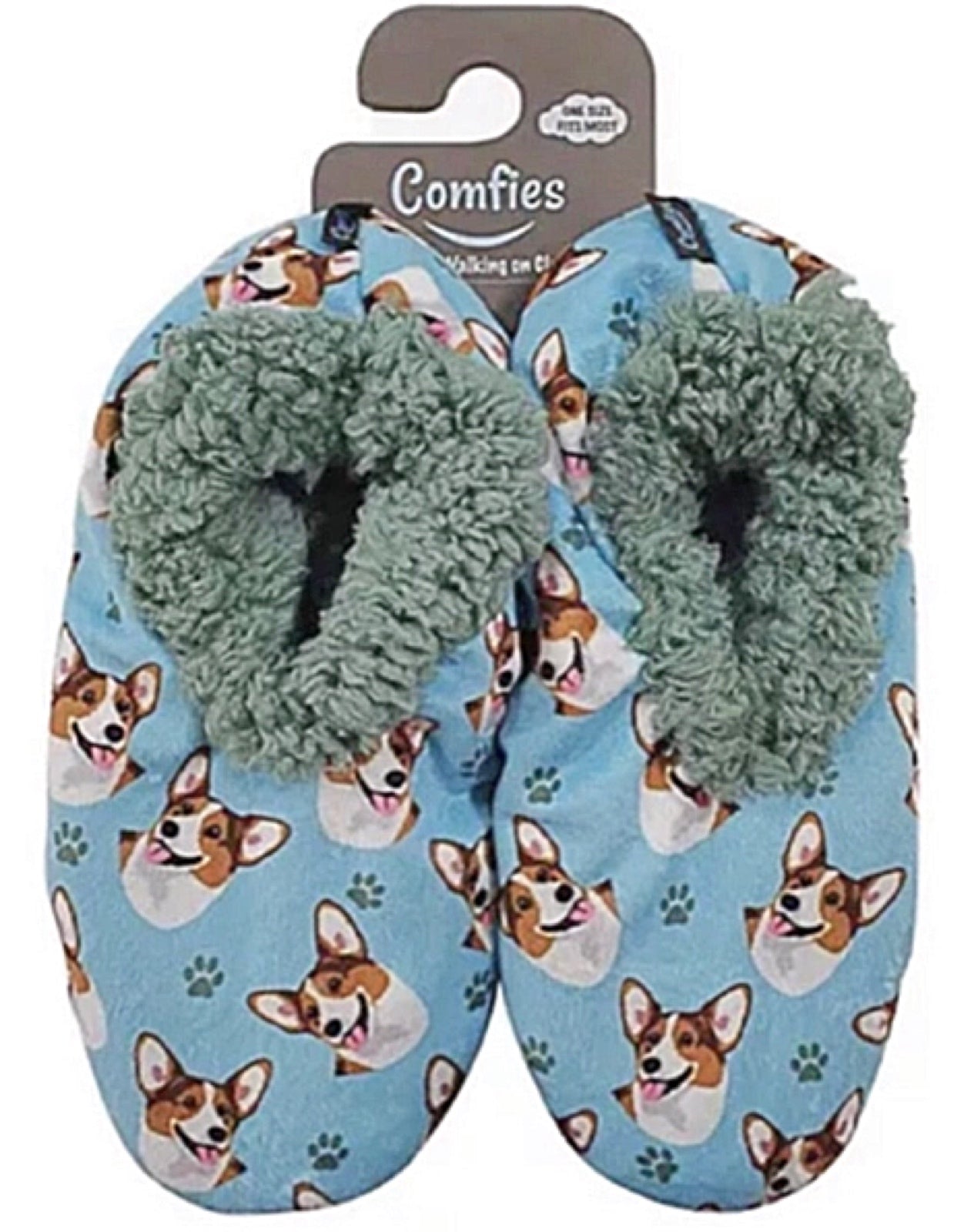 COMFIES BRAND Ladies WELSH CORGI DOG Non-Skid Slippers | Novelty