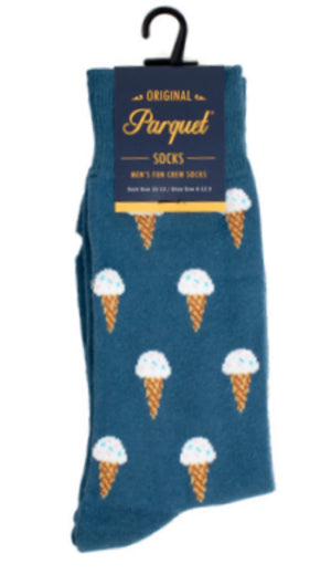 PARQUET Brand Men’s VANILLA ICE CREAM CONES Socks - Novelty Socks for Less