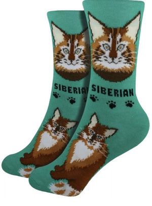 FOOZYS Ladies 2 Pair SIBERIAN CAT Socks - Novelty Socks for Less