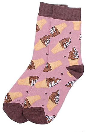 PARQUET Brand Ladies CHOCOLATE VANILLA SWIRL ICE CREAM CONE Socks - Novelty Socks for Less