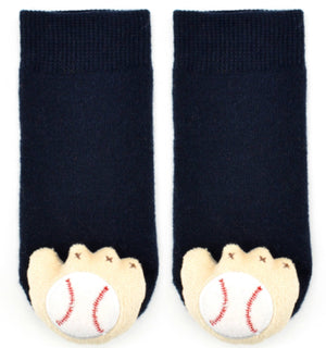 BOOGIE TOES Baby Unisex BASEBALL Rattle GRIPPER BOTTOM Socks by PIERO LIVENTI - Novelty Socks for Less