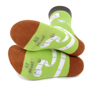 PARQUET BRAND Men’s CATS PLAYING WITH TOILET PAPER SOCKS 'I DO WHAT I WANT' - Novelty Socks for Less