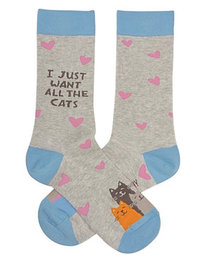 PRIMITIVES BY KATHY Unisex ‘I JUST WANT ALL THE CATS’ SOCKS - Novelty Socks for Less