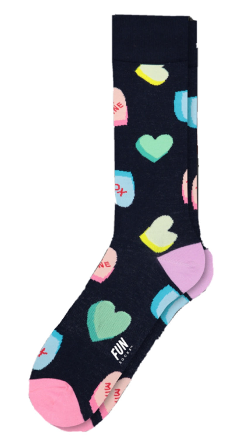 ThisWear Mens Valentines Gifts Candy Heart Sock Wife Gifts for Husband  Gifts 1-Pair Novelty Crew Socks 