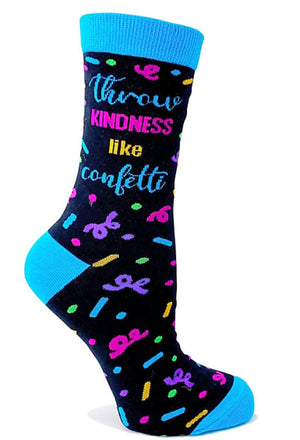 FABDAZ Brand Ladies THROW KINDNESS LIKE CONFETTI Socks - Novelty Socks for Less