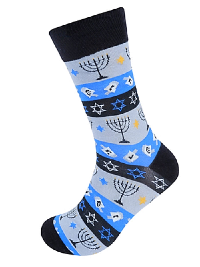 Parquet Brand Hanukkah Men’s Socks DREIDEL, MENORAH