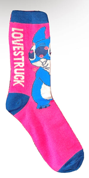 DISNEY LILO & STITCH LADIES VALENTINE’S DAY SOCKS ‘LOVESTRUCK’ - Novelty Socks for Less