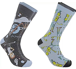 RICK & MORTY Men’s 2 Pair Of Crew Socks MR. POOPYBUTTHHOLE - Novelty Socks for Less