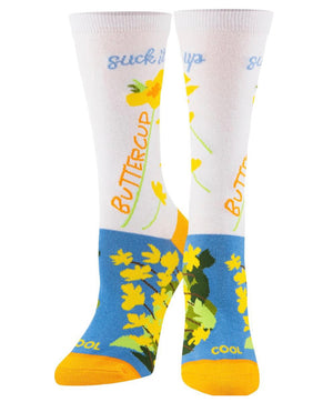 COOL SOCKS Brand Ladies ‘SUCK IT UP BUTTERCUP’ Socks - Novelty Socks for Less