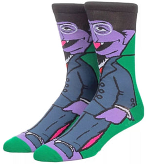 SESAME STREET MEN’S THE COUNT 360 SOCKS BIOWORLD BRAND - Novelty Socks for Less