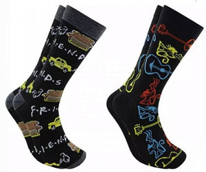 FRIENDS TV Show Mens 2 Pair SOCKS SMELLY CAT & GUITAR, TAXI - Novelty Socks for Less